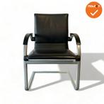 Ahrend A350 vergaderstoel - Zwart leer - Medium rug, Vergader- of Presentatieruimte, Ophalen of Verzenden, Gebruikt, Stoel