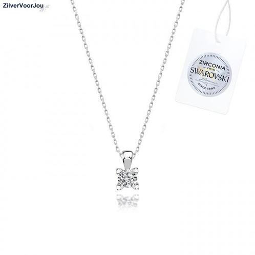 Zilveren Swarovski Zirconia solitaire ketting, Sieraden, Tassen en Uiterlijk, Kettingen, Nieuw, Verzenden