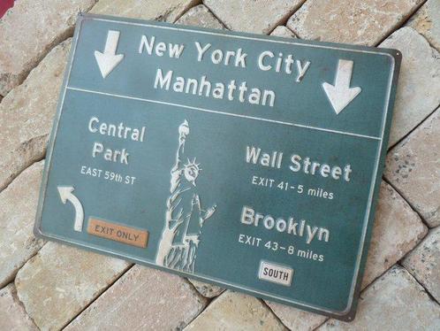 Reclamebord - Straatnaambord in New York City - Gemaakt in, Antiek en Kunst, Antiek | Wandborden en Tegels