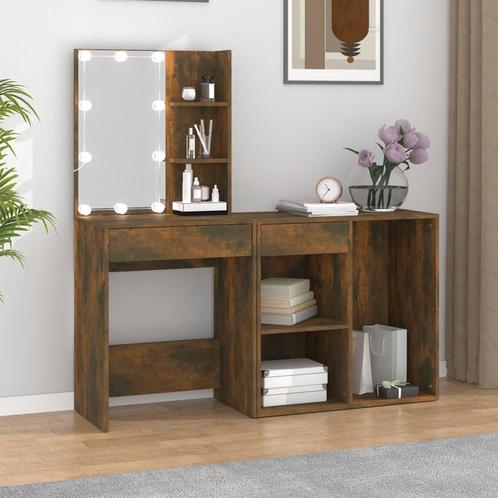 vidaXL Kaptafel met kastje bewerkt hout gerookt eikenkleurig, Huis en Inrichting, Tafels | Kaptafels, Nieuw, Verzenden