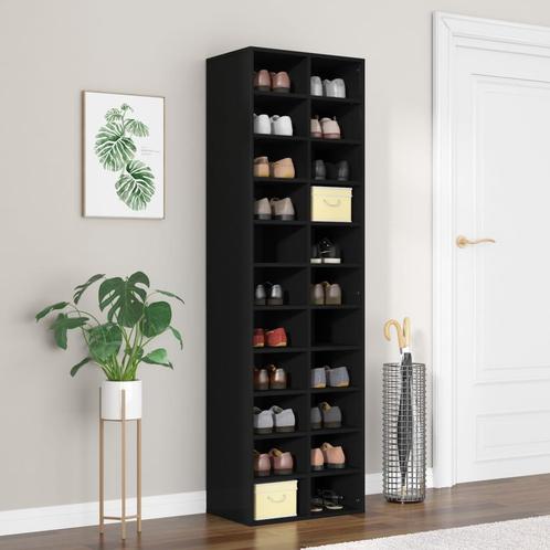 vidaXL Schoenenkast 54x34x183 cm bewerkt hout zwart, Huis en Inrichting, Kasten | Schoenenrekken, Nieuw, Verzenden