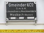 EisenbahnSchild Gmeinder & Co G.m.b.H. Mosbach, Ophalen of Verzenden, Nieuw, Overige typen