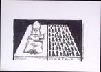 Pentekening Amerika - Darfur en de paus (lijst optie), Antiek en Kunst, Verzenden