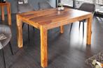 Massief houten eettafel PURE 120 cm bruin sheeshamhout met, Huis en Inrichting, Tafels | Eettafels, Ophalen of Verzenden, Nieuw