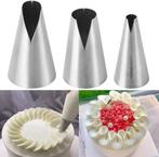 Set van 3 RVS Spuitmondjes V-Vorm (S/M/L) voor Taart en, Verzenden, Nieuw