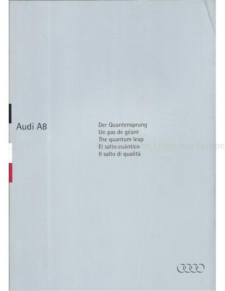 1994 AUDI A8 BROCHURE NEDERLANDS, Boeken, Auto's | Folders en Tijdschriften, Audi