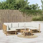 vidaXL 7-delige Loungeset met kussens bamboe crèmewit, Tuin en Terras, Tuinsets en Loungesets, Verzenden, Nieuw, Hout, Loungeset