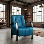 Leren fauteuil Glamour - Toledo Turquoise (blauw), Nieuw, Ophalen of Verzenden, 50 tot 75 cm, Industrieel, Modern, Retro