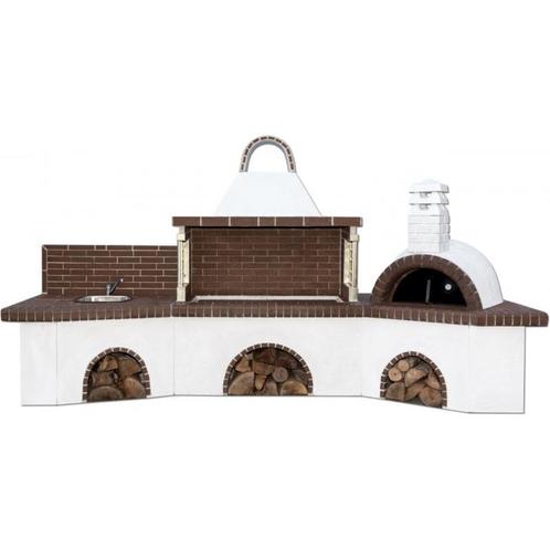 Buitenkeuken set bbq met pizzaoven en gootsteen - brown..., Tuin en Terras, Pizzaovens, Ophalen of Verzenden