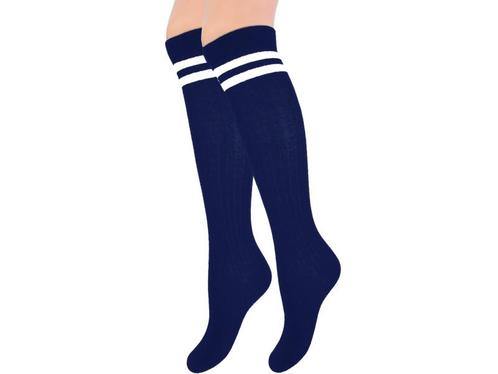 Meisjes Kniekous - Rib - Strepen - Marineblauw, Kinderen en Baby's, Kinderkleding | Schoenen en Sokken, Verzenden