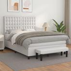 vidaXL Boxspring met matras kunstleer wit 140x200 cm, Overige materialen, Verzenden, Wit, 140 cm