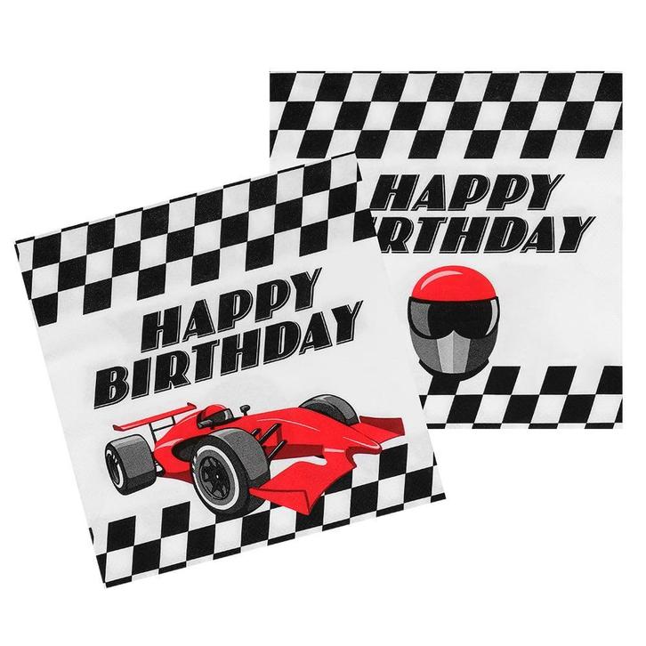 Race Servetten Happy Birthday Racewagen (20st), Hobby en Vrije tijd, Feestartikelen, Nieuw, Ophalen of Verzenden