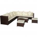 vidaXL 8-delige Loungeset met kussens poly rattan bruin, Verzenden, Nieuw, Rotan, Loungeset