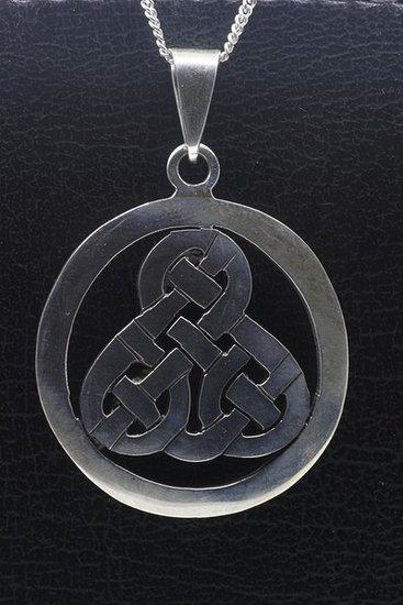 Zilveren Keltische knoop rond glad XL ketting hanger, Sieraden, Tassen en Uiterlijk, Kettinghangers, Verzenden
