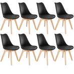 Eetkamerstoelen Frederikke - zwart/zwart, Set van 8, Verzenden, Nieuw