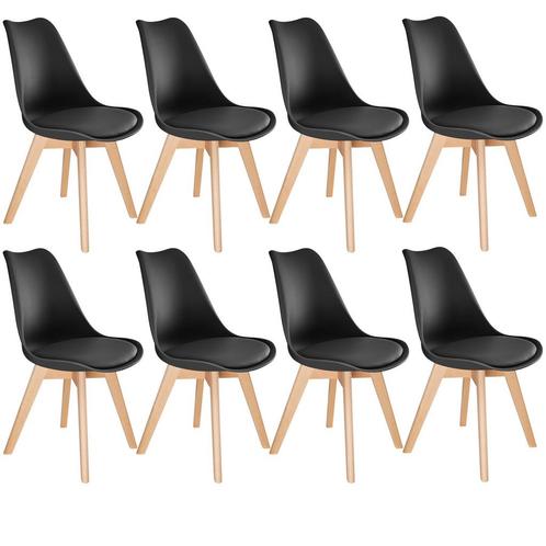 Eetkamerstoelen Frederikke - zwart/zwart, Set van 8, Huis en Inrichting, Stoelen, Verzenden