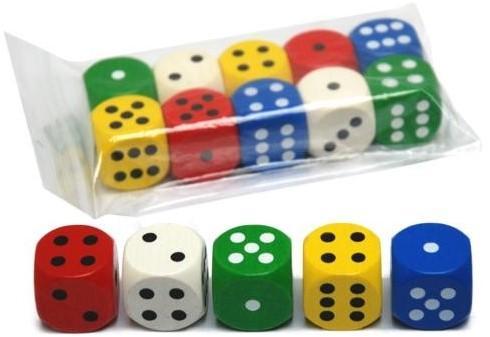 Gekleurde Houten Dobbelstenen - 25mm (10 stuks) | HOT Games, Hobby en Vrije tijd, Gezelschapsspellen | Bordspellen, Nieuw, Verzenden