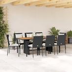 vidaXL 9-delige Tuinset poly rattan zwart, Tuin en Terras, Tuinsets en Loungesets, Nieuw, 8 zitplaatsen, Tuinset, Verzenden