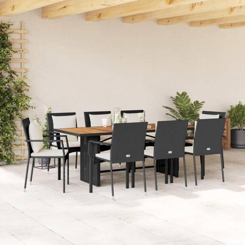 vidaXL 9-delige Tuinset poly rattan zwart, Tuin en Terras, Tuinsets en Loungesets, Tuinset, Nieuw, 8 zitplaatsen, Rotan, Verzenden