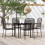 vidaXL 5-delige Tuinset zwart, 4 zitplaatsen, Verzenden, Nieuw, Rvs