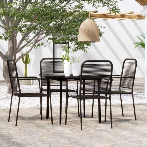 vidaXL 5-delige Tuinset zwart, Tuin en Terras, Tuinsets en Loungesets, Tuinset, Nieuw, 4 zitplaatsen, Rvs, Verzenden