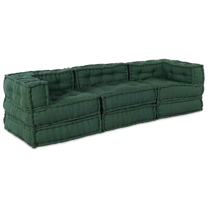 vidaXL Modulaire bank 3 pcs Groen 70 x 70 x 56 cm Stof, Huis en Inrichting, Woonaccessoires | Kussens, Groen, Nieuw, Verzenden