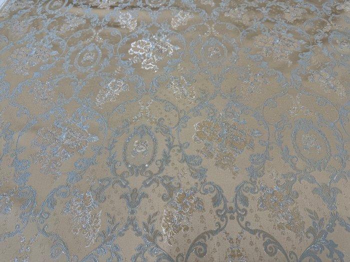 Lampasso in zijde met bloemmotieven en barokke cartouches, Antiek en Kunst, Antiek | Kleden en Textiel