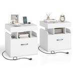 LIVSK Nachtkastjes Met Oplaadstation - Uitschuifbaar Bovenbl, Verzenden, Nieuw