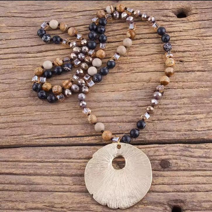 Boho lange edelsteen ketting - kralen Picture Jaspis en, Sieraden, Tassen en Uiterlijk, Armbanden