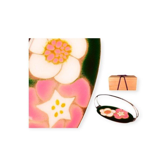 Exquise Izumi cloisonné ovale schaal met handvat: een bloem, Antiek en Kunst, Kunst | Designobjecten