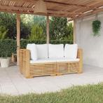 vidaXL Tuinhoekbanken 2 st met kussens massief teakhout, Verzenden, Nieuw, Hout, 2 zitplaatsen