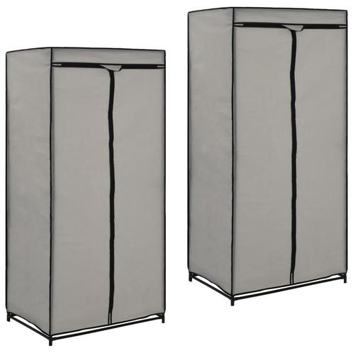vidaXL Kledingkasten 2 st 75x50x160 cm grijs, Huis en Inrichting, Kasten | Kledingkasten, Nieuw, Verzenden