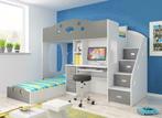Stapelbedden | Hoekstapelbed | Stapelbed met Bureau en Kast, Huis en Inrichting, Slaapkamer | Stapelbedden en Hoogslapers, 90 cm
