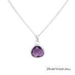 925 sterling zilveren ketting met amethist hanger, Verzenden, Nieuw, Zilver