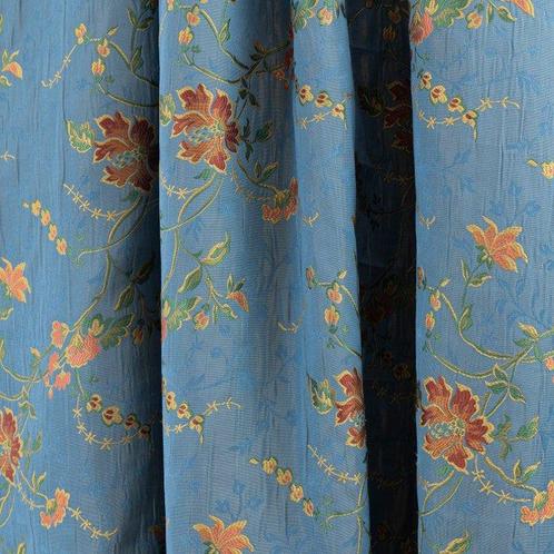 Fijne Venetiaanse Lampas in suikerpapierblauw - Meubelstof -, Antiek en Kunst, Antiek | Kleden en Textiel