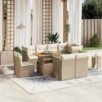 vidaXL 9-delige Loungeset met kussens poly rattan beige, Verzenden, Nieuw, Rotan, Loungeset