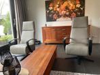 Set Van 2 Leren Relaxfauteuils Met Stalen Frame - Bruin Lee, Huis en Inrichting, Fauteuils, Nieuw, Leer, Ophalen of Verzenden