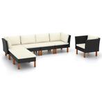 vidaXL 7-delige Loungeset poly rattan en eucalyptushout, Verzenden, Nieuw, Rotan, Loungeset
