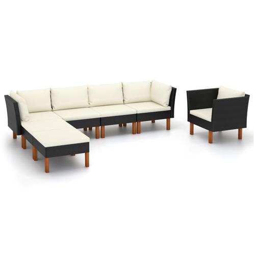 vidaXL 7-delige Loungeset poly rattan en eucalyptushout, Tuin en Terras, Tuinsets en Loungesets, Loungeset, Nieuw, Rotan, Verzenden
