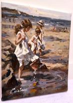 Francis Cristaux (1950) - Fillettes sur la Plage Normande, Antiek en Kunst