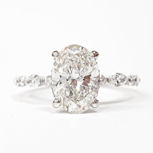 Ring - 14 karaat Witgoud - 2.50ct. tw. Diamant (Lab-grown) -, Sieraden, Tassen en Uiterlijk, Ringen