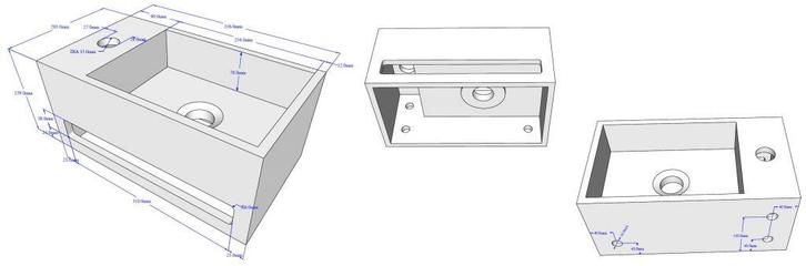 Solid Surface fontein & handdoekhouder links 356x203x159, Doe-het-zelf en Verbouw, Sanitair, Ophalen of Verzenden