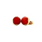 Gouden solitair oorstekers met bloedkoraal 14 krt, Sieraden, Tassen en Uiterlijk, Oorbellen, Ophalen of Verzenden, Nieuw