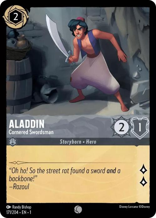 [171/204] - ALADDIN - Cornered Swordsman ENG NON-FOIL [M/NM], Verzamelen, Disney, Ophalen of Verzenden