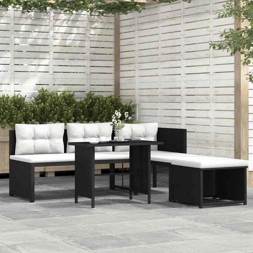 vidaXL 4-delige Loungeset poly rattan zwart, Tuin en Terras, Tuinsets en Loungesets, Loungeset, Nieuw, 4 zitplaatsen, Rotan, Verzenden