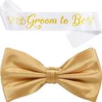 Groom to Be sjerp en dasstrik wit met goud, Kleding | Heren, Verzenden, Nieuw, Accessoires, Wit, Ivoor of Crème