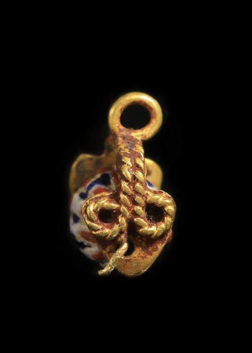 West-Aziatisch Goud Hanger met Romeins mozaïekglaskral, Antiek en Kunst, Antiek | Overige Antiek