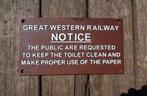 Great Western Railway Kennisgeving - Reclamebord -, Nieuw