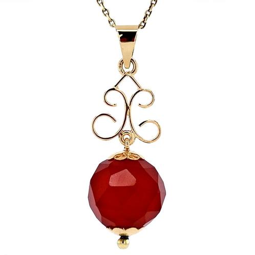 Gouden hanger met carneool 14 krt, Sieraden, Tassen en Uiterlijk, Kettinghangers, Nieuw, Ophalen of Verzenden