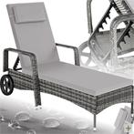 Ligbed - Ligstoel - Zonnebed - Verstelbaar - Grijs - Tectake, Tuin en Terras, Verzenden, Zo goed als nieuw